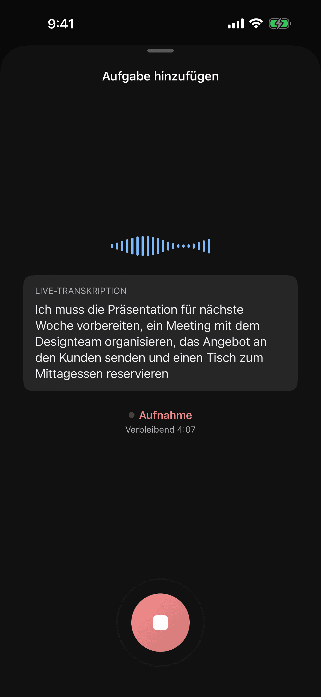 Spracheingabe-Bildschirm